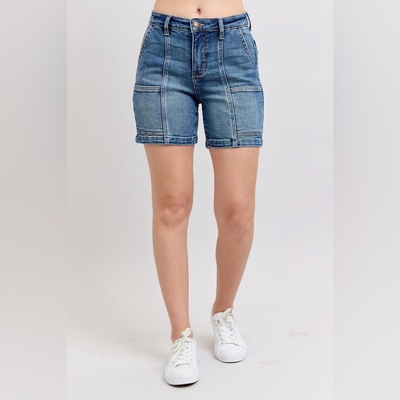 Judy Blue High Rise Denim Shorts Plus Size Blue Denim Shorts - Picture 2 of 9